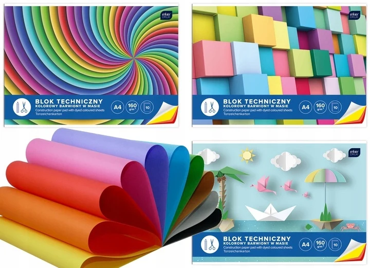A4 schooltechnisch blok 10-kleuren kaarten
