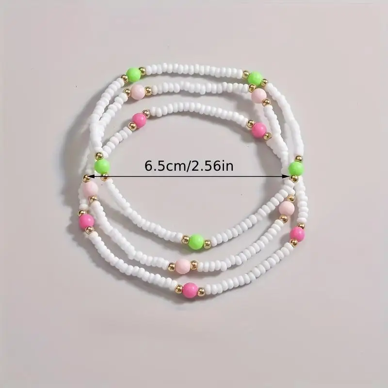 1 مجموعة مضيئة قوس قزح الاكريليك خلخال مجموعات للنساء الأرز الخرز سلسلة الكاحل سوار مطاطا حبل الشاطئ القدم اكسسوارات