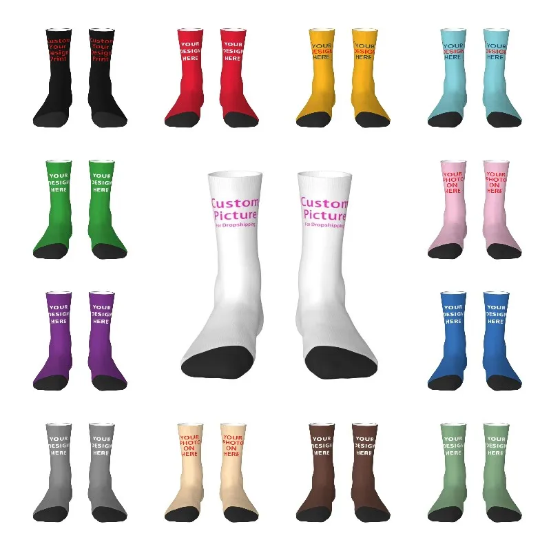 Personalized Custom Photo Logo Dress Socks Mens Womens Warm Fashion Customized DIY Print Crew Socks