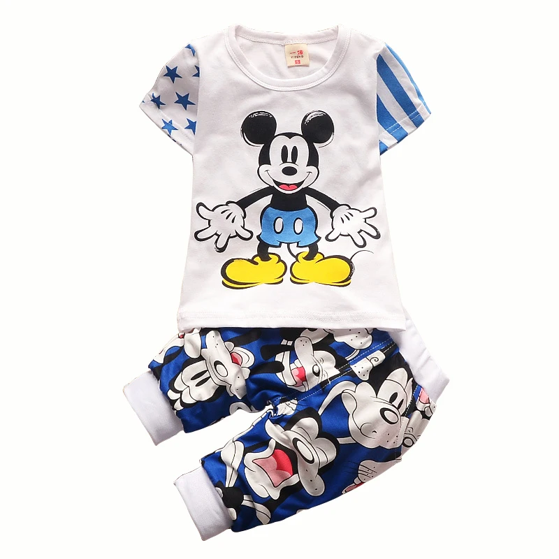 Summer Baby Boys Girls Mickey Mouse Clothing Sets Children Fashion Cartoon T Shirt+ Shorts Suit Toddle Kids Infant Sport Clothes