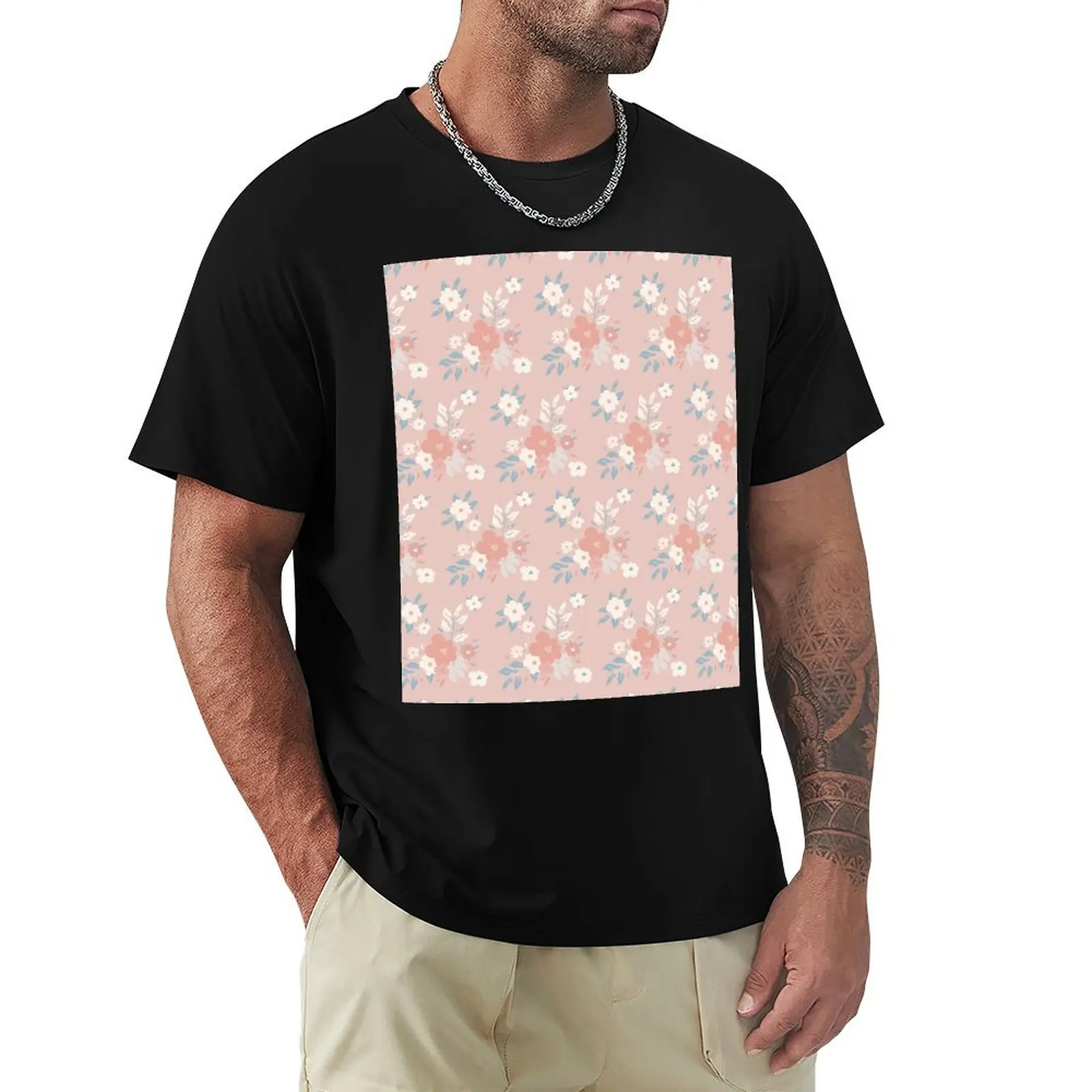 

floral pattern T-Shirt custom t-shirts man clothes slim fit t shirts for men