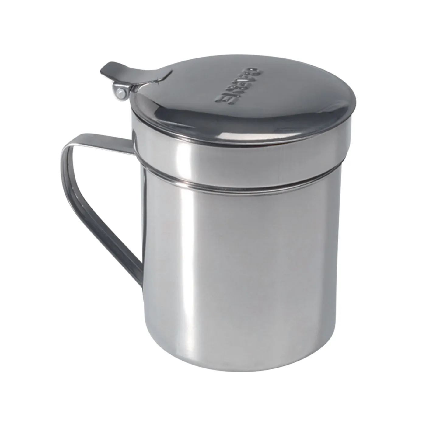 LifeStyle-metal grease of 9,3 cm in diameter and 11 cm in height, with filter, handle and lid. Oilot with strainer for conserv