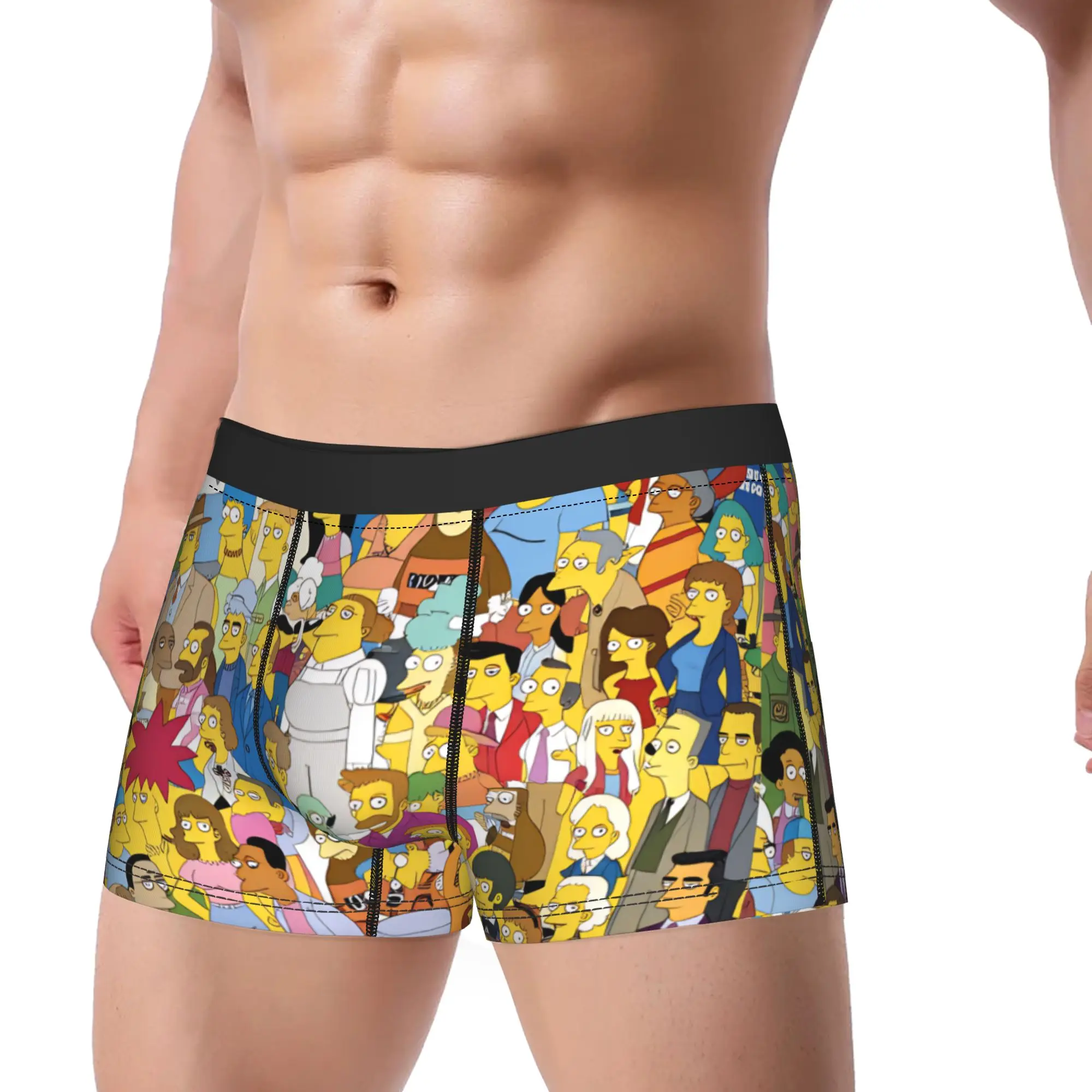 S-Simpsons Yellow Faces Cartoon Group Portrait Underwear Male Shorts Briefs Novelty Boxershorts High Quality Plus Size Panties