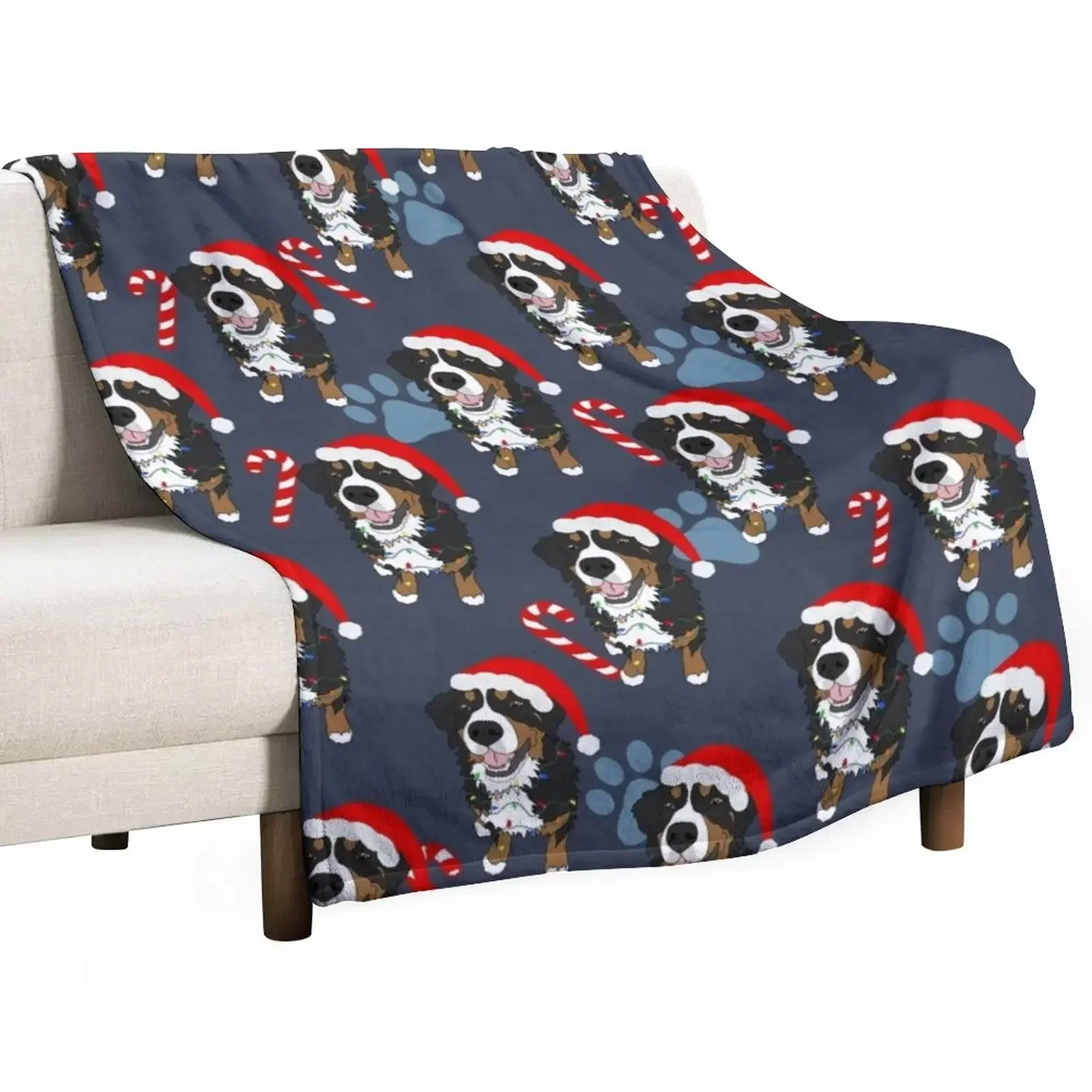 

Christmas Bernese Mountain Dog Throw Blanket Bed linens Bed Fashionable Loose Blankets