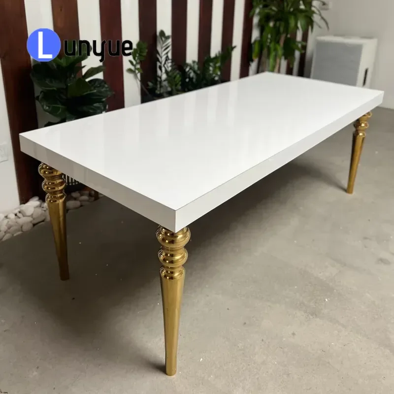 Luxury Modern 1 Piece Dining Table Elegant Glass MDF Top for Wedding Events Banquets Outdoor Halls Home Decoration Furniture