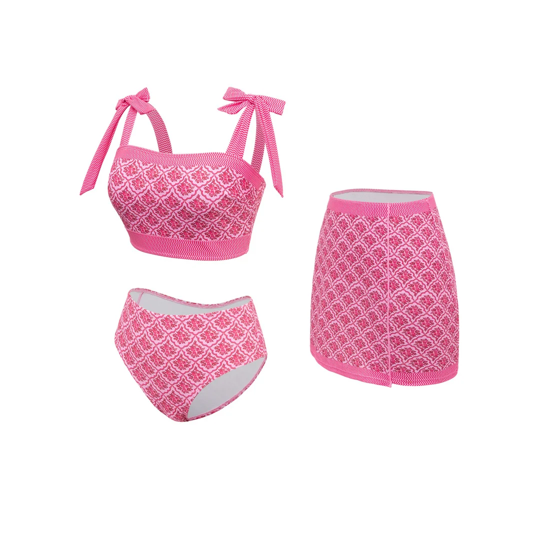 XS - L 3-teiliger Badeanzug mit Rock, Damen-Bikini, hochtaillierter Bikini, Damen-Badebekleidung, dreiteiliges Bikini-Set, Badeanzug, Badebekleidung, Schwimmanzug V8279 – Detail 7