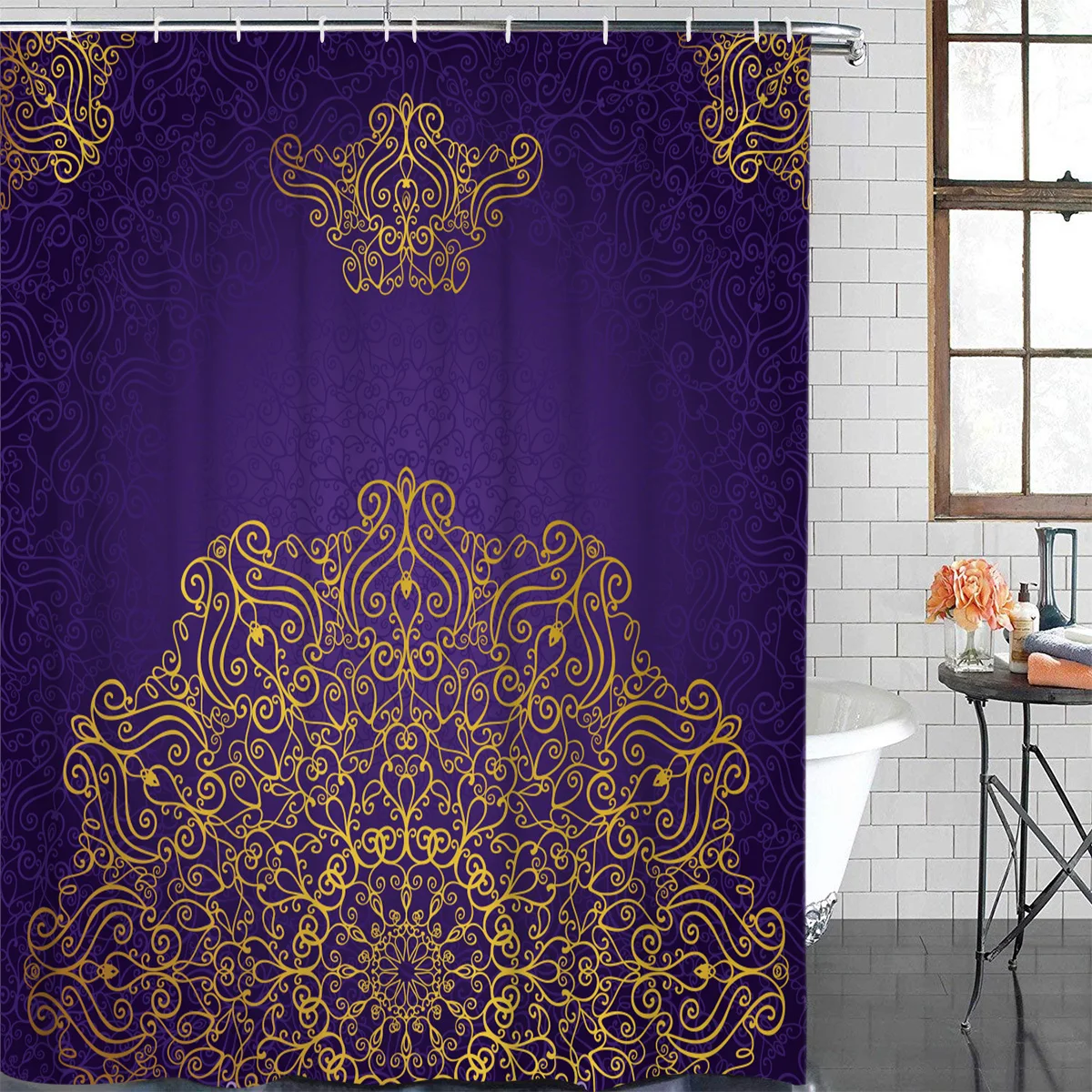 Arabian Purple Islam Waterproof Bathroom Decoration Shower Curtain With Hook Printed Bathtub Curtains Bathroom Accessories