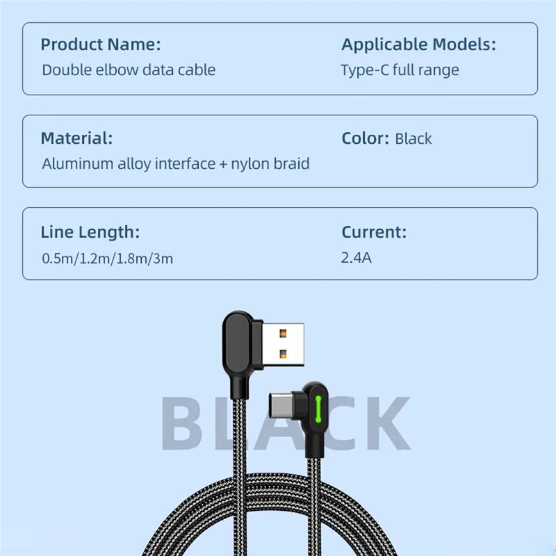 Lovebay 3M USB Cable Fast Charging Cable Type C LED Phone Charger Data Cord For Huawei Xiaomi Samsung Phone Charger Fast Cable