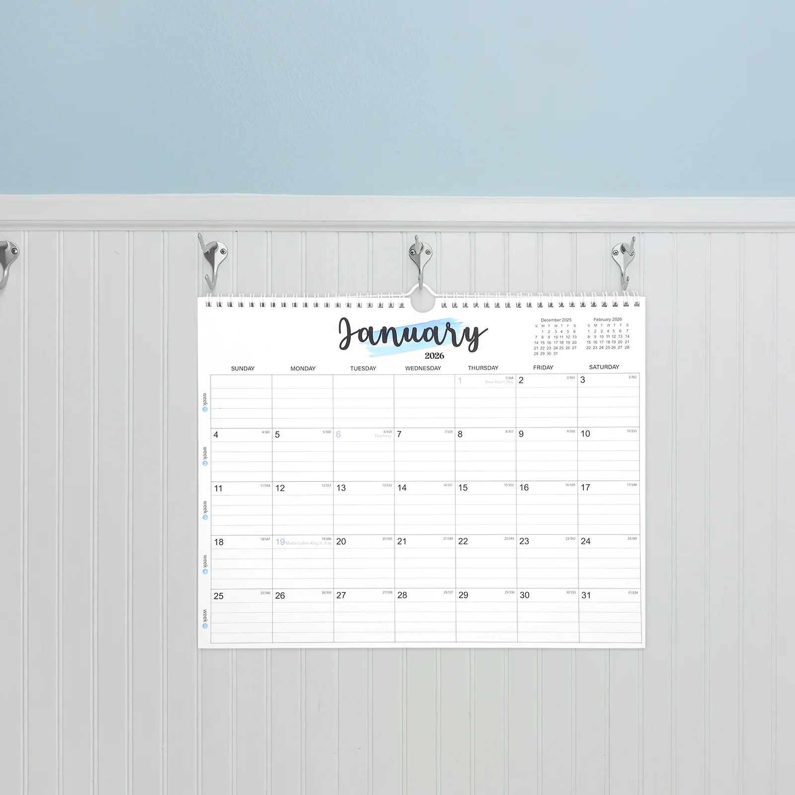 

18-Month 2026 Wall Large Yearly Planner Spiral Binding Twin Wire Hanging Monthly Calendar For Home Office School Family 2026