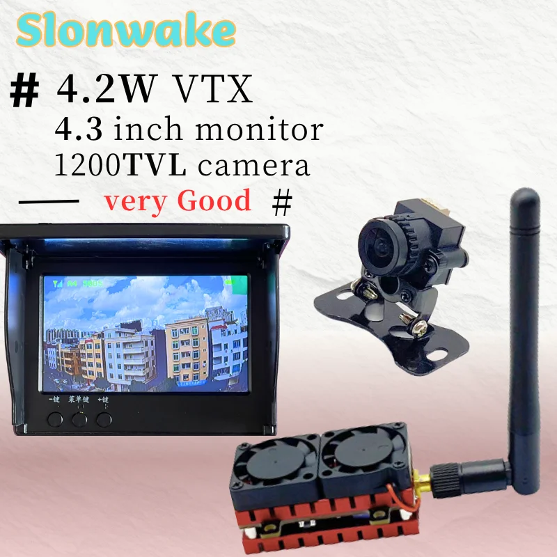 

5.8Ghz VTX 4.2W Transmitter 4.3inch LCD CMOS 1200TVL FPV monitor RC partsanalog signal VTX Microphone DroneLong Rang