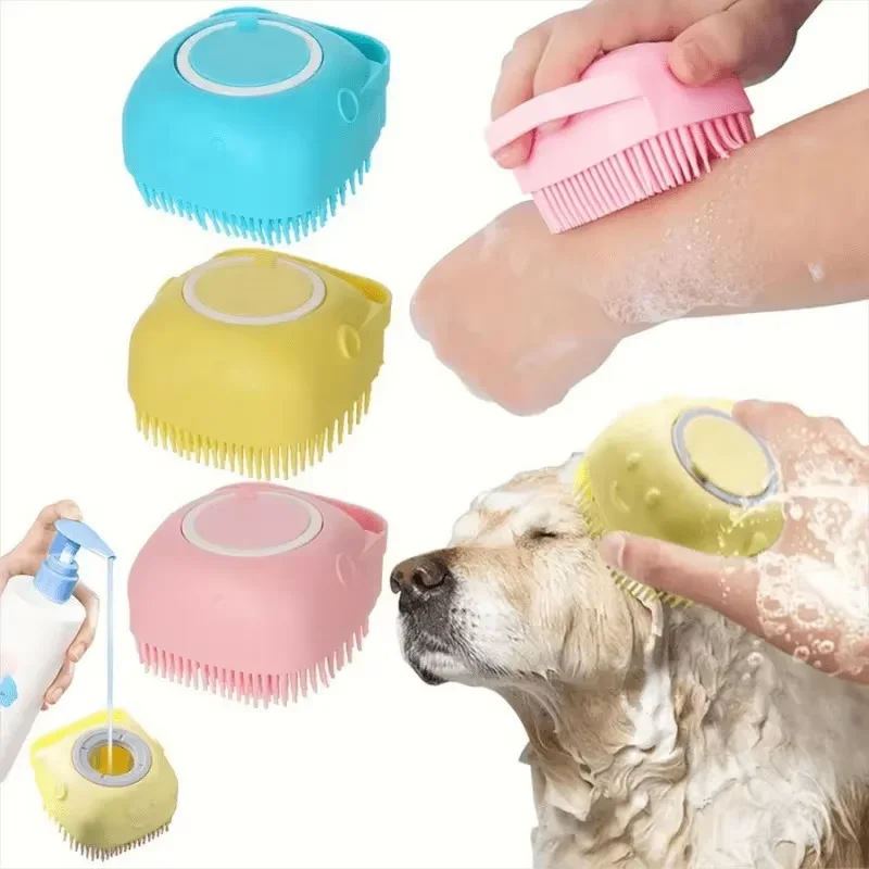 

Bathroom puppy and cat bath massage gloves brush soft safety silicone pet accessories dog and cat tools cleaning products