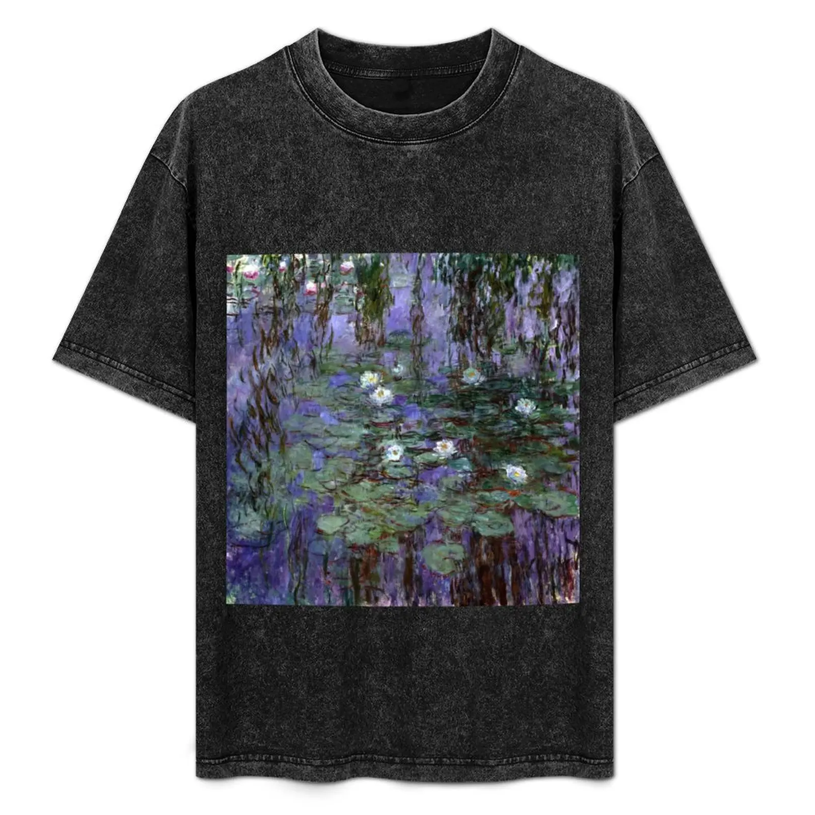 Claude Monet Blue Water Lilies T-Shirt customizeds summer tops mens funny t shirts