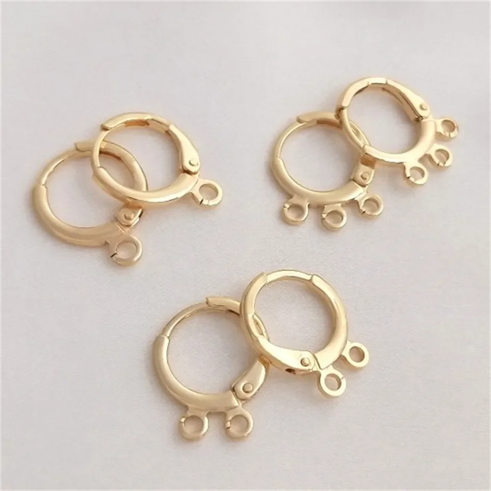 14K Gold-plated Round Ear Clip with Lug Ring European Ear Buckle Diy Multi-lug Earrings Accessories Materials E164