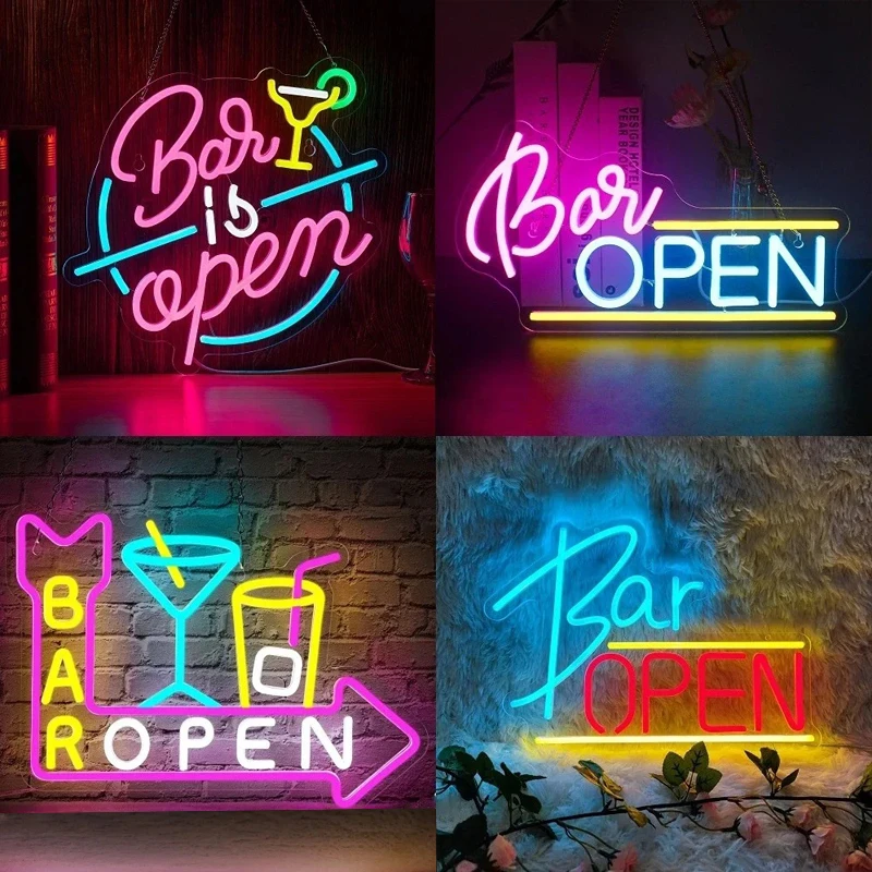 

Барное открытое светодиодное неоновое украшение на стену с регулируемой яркостью, украшение для комнаты, можно использовать для домашней вечеринки, бара, клуба, магазина, приветственный знак, украшение