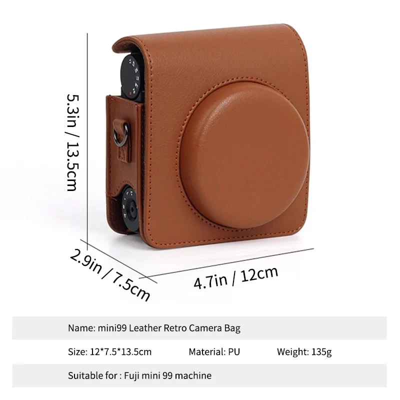 Suitable for Fujifilm Instax Mini 99 Polaroid Leather Retro Camera Bag Protective Cover PU Bag Camera Case Storage Bag