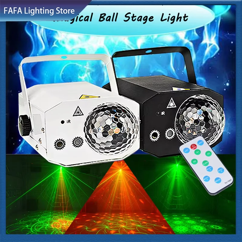 32 Patterns Party Light DJ Disco Light RGB Stage Lighting Projector Sound Activated Strobe Light with Remote Control for Bar