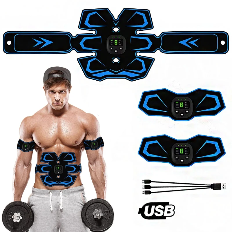 EMS Stimulator Muscle Toner Stimulating Slimming Belt Abdominal Training Device Rechargeable Massager Home Fitness Equipment