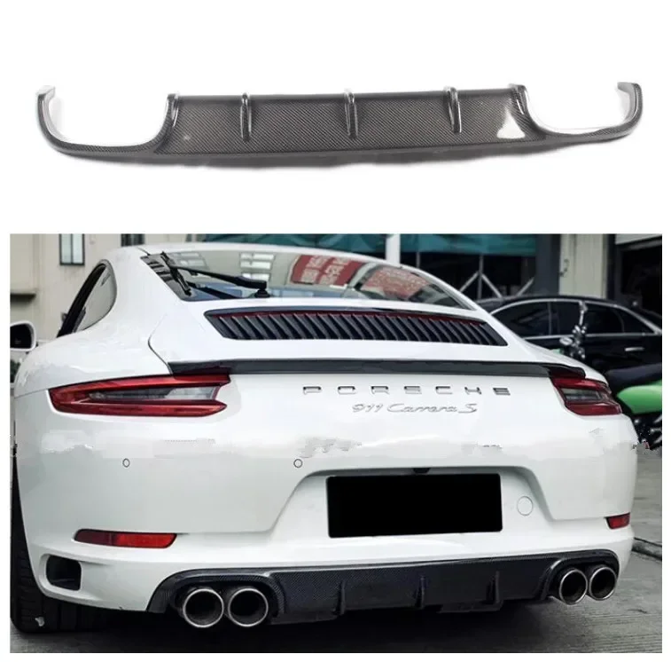 

Диффузор заднего бампера для Porsche 911 991.2 2016 2017 2018, спойлер двери багажника, настоящее углеродное волокно
