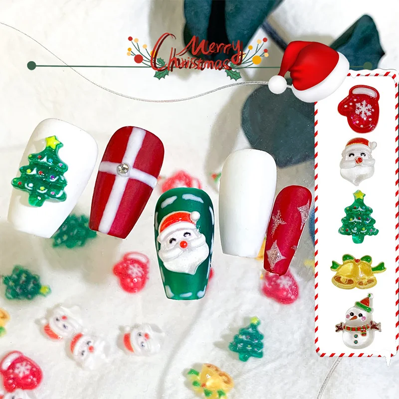 20 قطعة ثلاثية الأبعاد مختلط عيد الميلاد مسمار الفن السحر Kawaii شجرة عيد الميلاد سانتا كلوز الرنة قفازات مسمار أجزاء لتقوم بها بنفسك مسمار الديكور