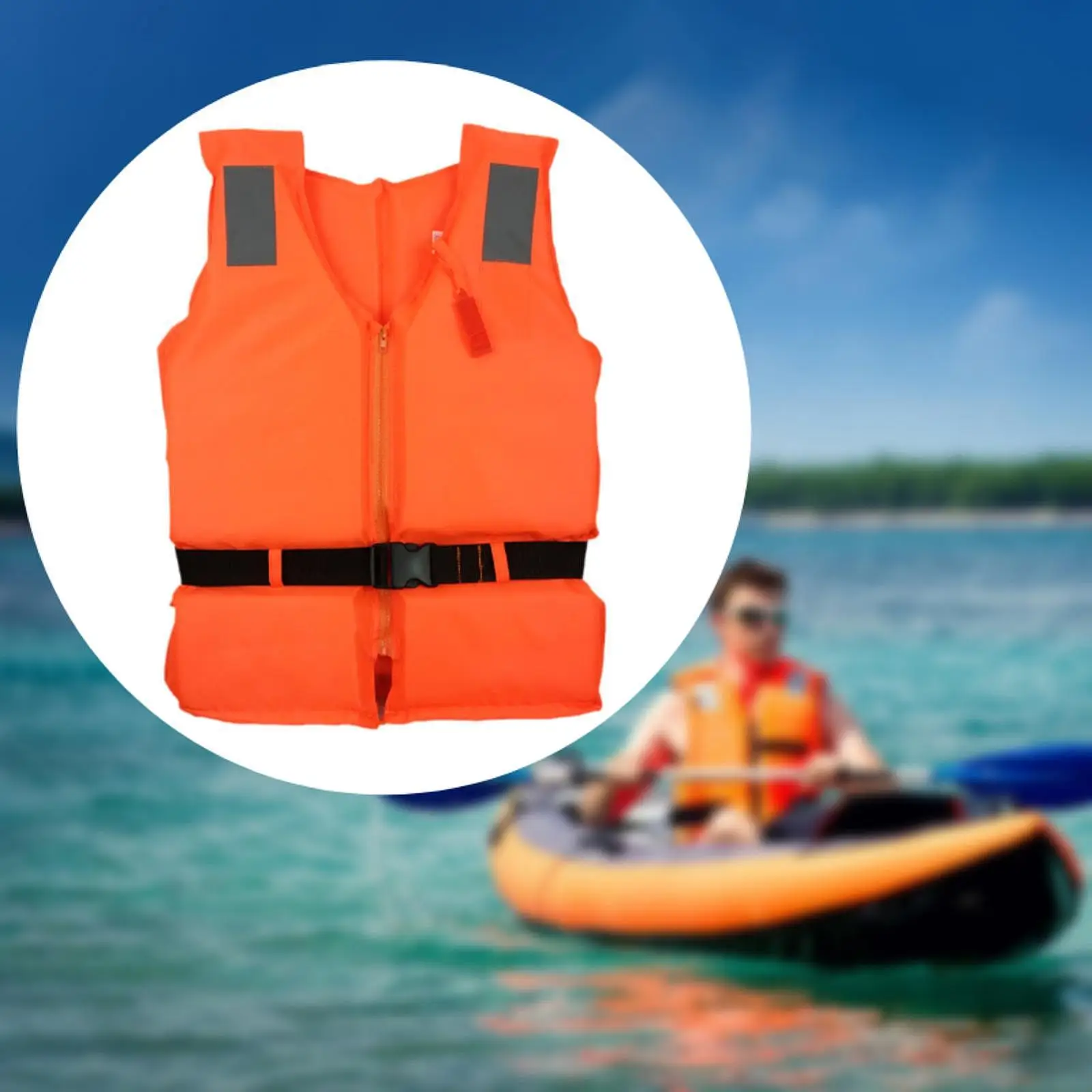 

Swim Jacket with Reflective Strap Life Suit Vest for Water Sport Rafting Adult