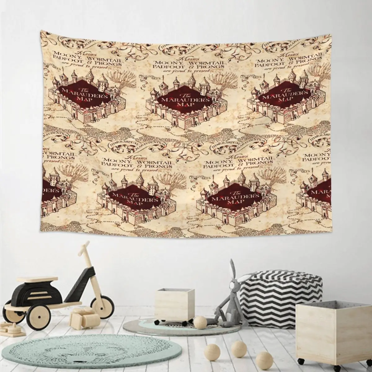 Magic Marauders Map Harny Potter Tapestry Funny Wall Hanging Aesthetic Home Decor Tapestries for Living Room Bedroom Dorm Room