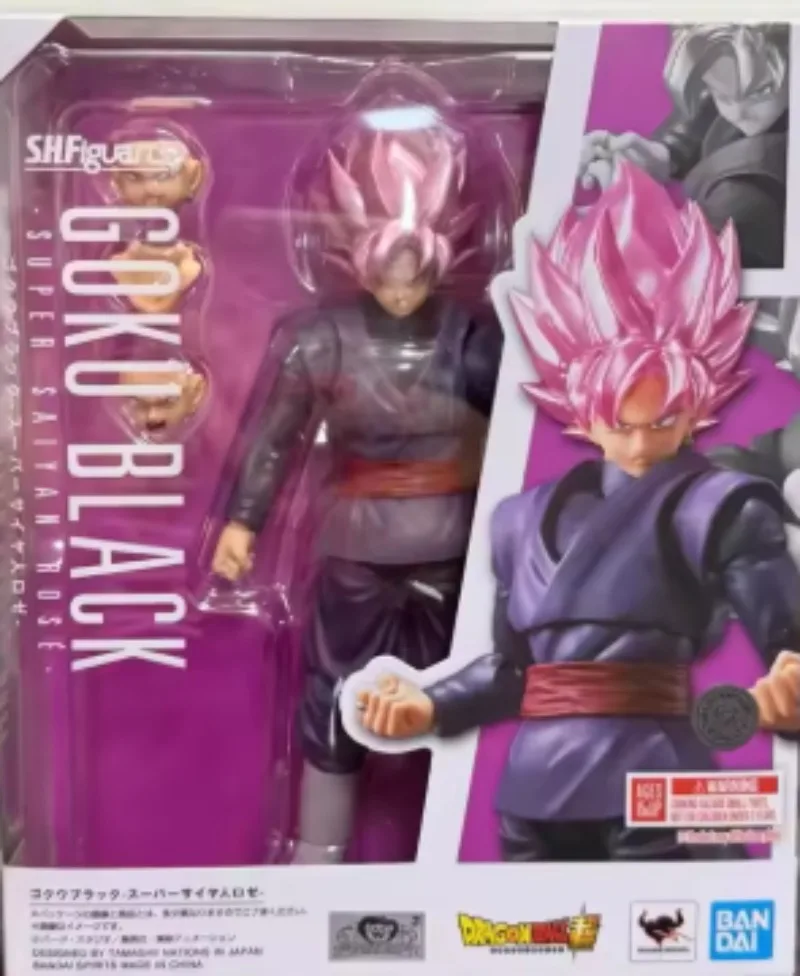 Figura de Colección Bandai SHF Dragon Ball Super Black Goku Pink Zamasu Super Saiyan, Regalo de Cumpleaños