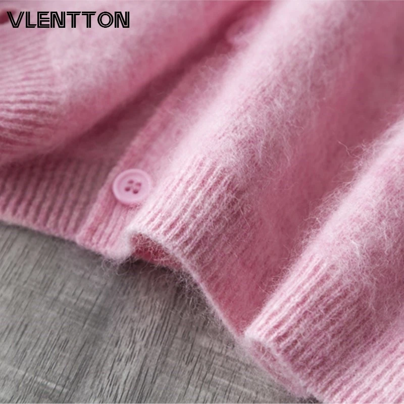 Women's Soft Wool Cashmere Cardigan Sweater - O-Neck Knit Top