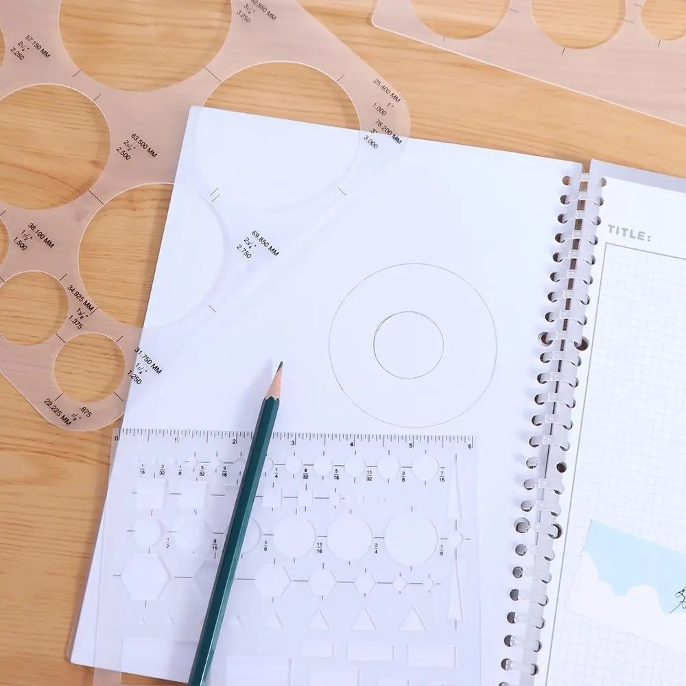 3Pcs 3 Sizes Round Templates Transparent DIY Multifunctional Geometric Ruler Durable Creativity Circle Drawing Tool