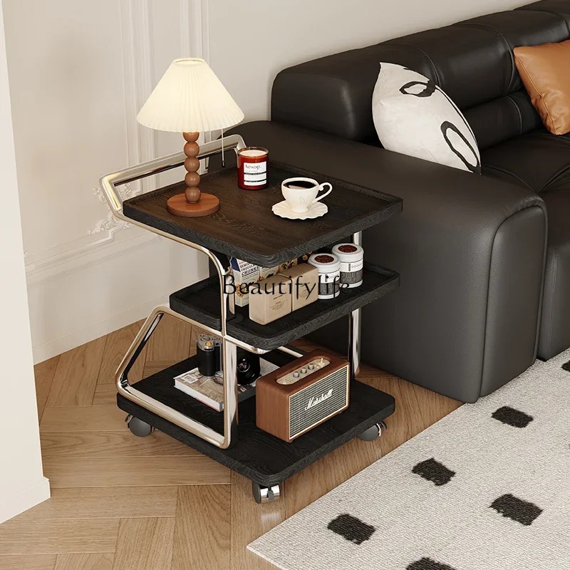 Wheeled trolley sofa coffee table retro removable side cabinet rack