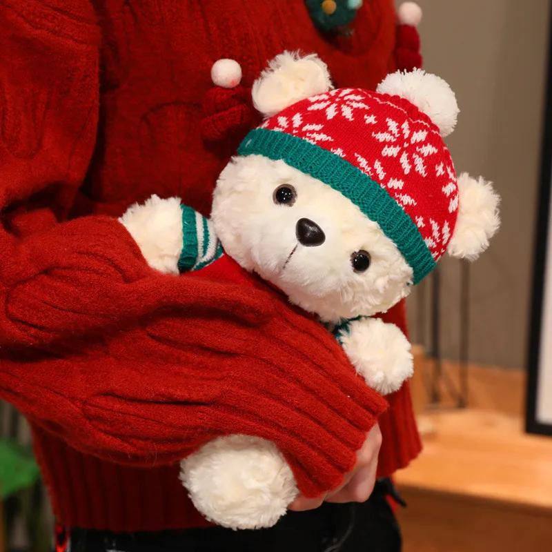 18/23cm Christmas Bear Plush With Clothes Fluffy Huggable Pillow Cute Sweater Bear Festival Gifts - view 6