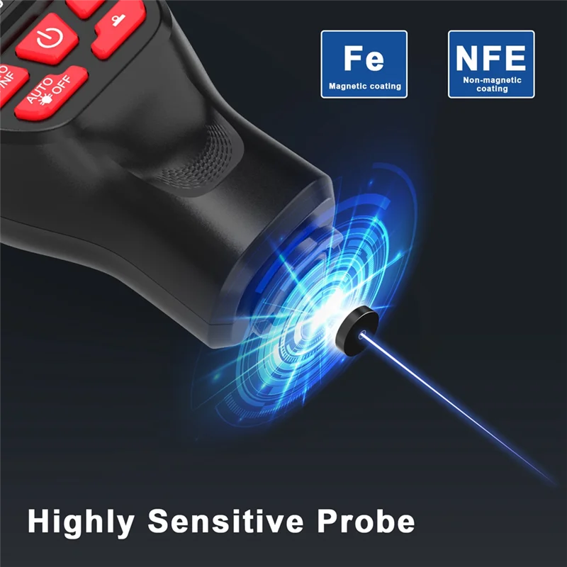 

A06K HW300-MAX Измеритель толщины покрытия 0-2000UM Тестер толщины пленки автомобильной краски Инструмент для измерения автомобильного покрытия Черный