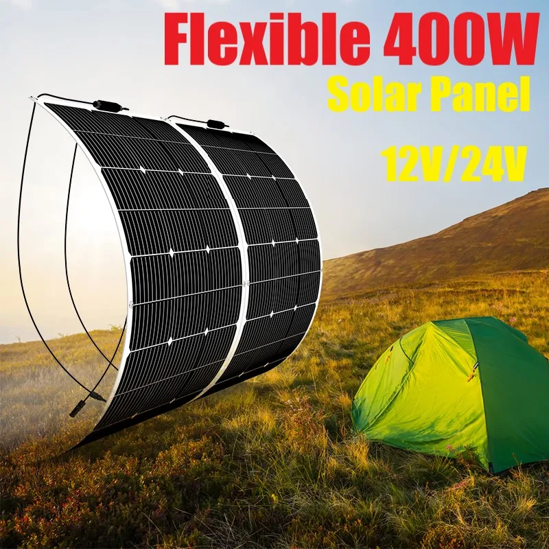 PowMr 200W 400W panneau solaire 18V système solaire alimentation Flexible cellule solaire batterie solaire Camping bateau maison RV générateur solaire