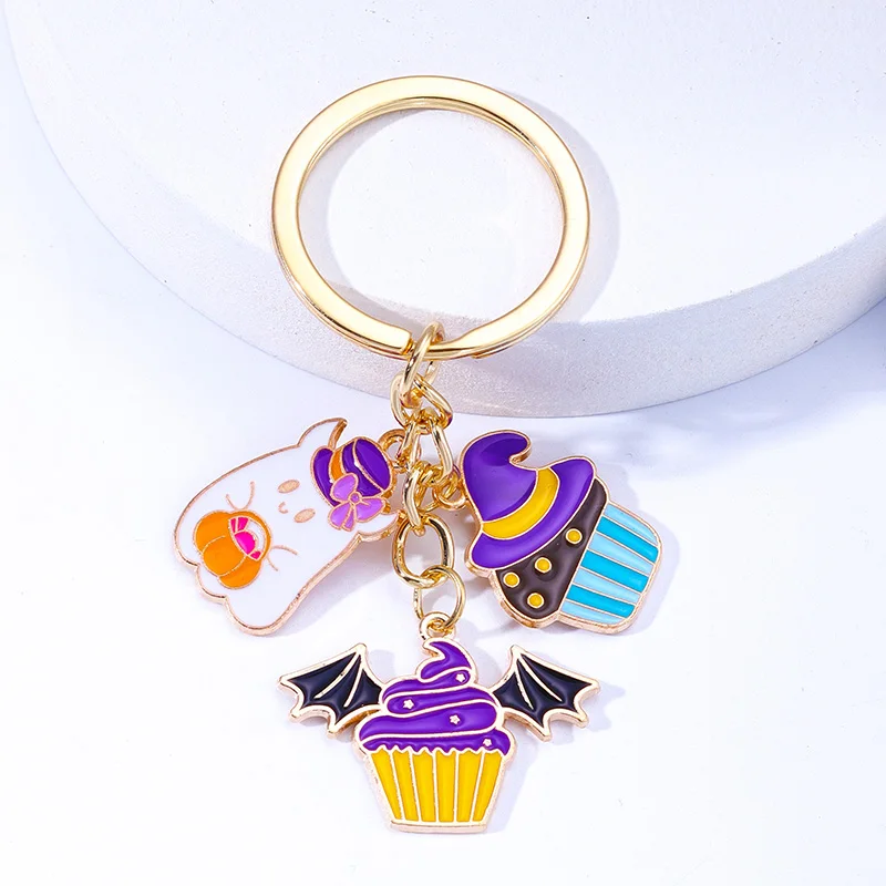 Llaveros de aleación esmaltada con dibujos animados, llaveros con diseños de fantasma, Calavera, calabaza, muerte, tema de Halloween, accesorios para manualidades