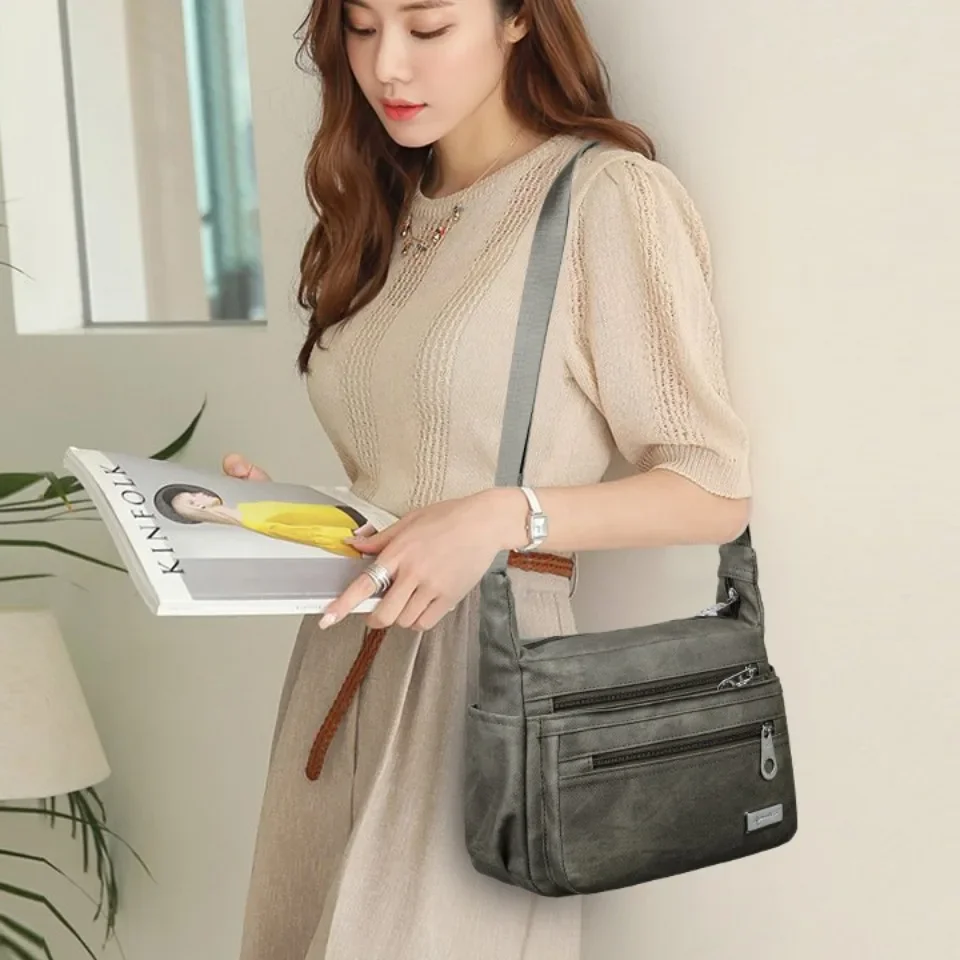 Women's Multi-pocket Shoulder Bags High Quality Crossbody Bag Purse Ladies Solid Color Casual Bags Simple Design Commuter Sac