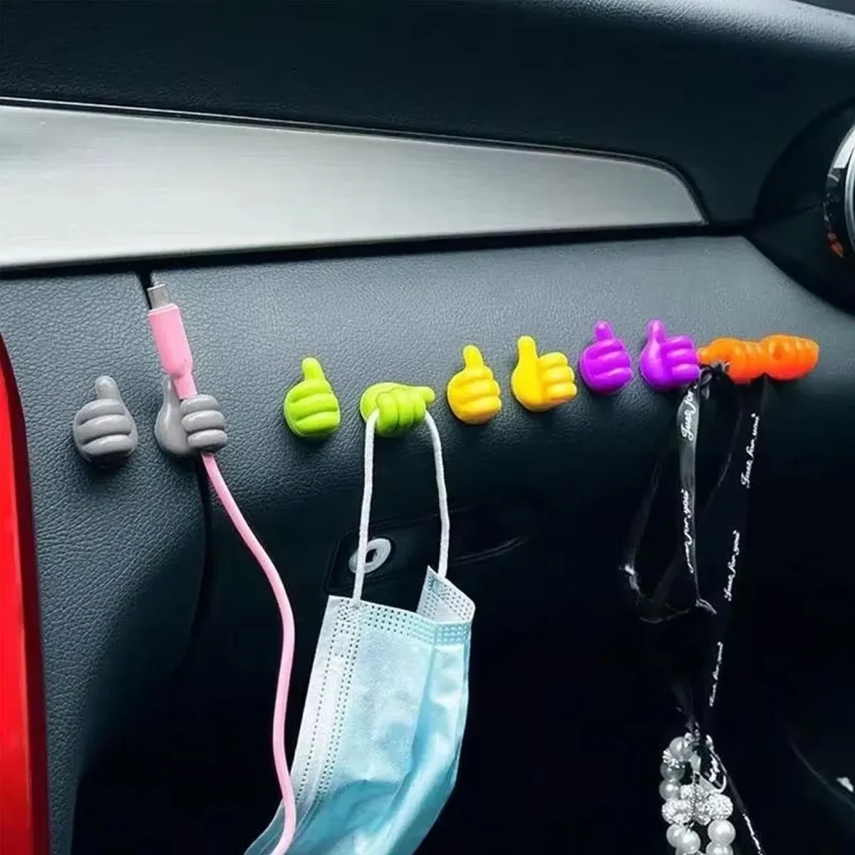 10-Piece Set of Cartoon Hand-Shaped Sticky Cable Clips, Silicone Charging Cable Organizer, Mobile Phone Data Cable Management Hook