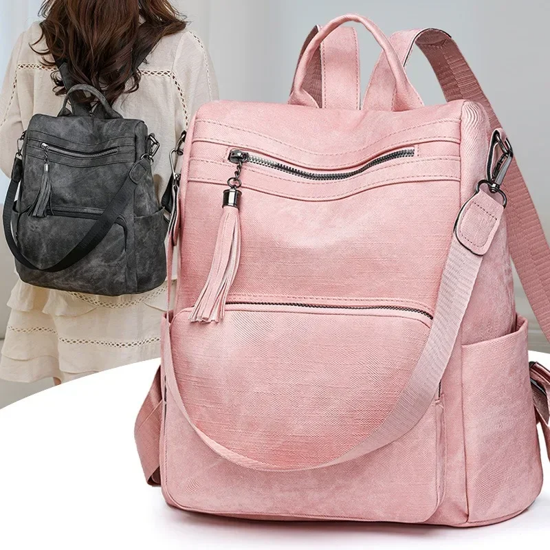 

Модный женский повседневный классический многофункциональный рюкзак из искусственной кожи, новинка 2026, нишевый дизайн, школьная сумка, рюкзак унисекс Bolso De Mujer