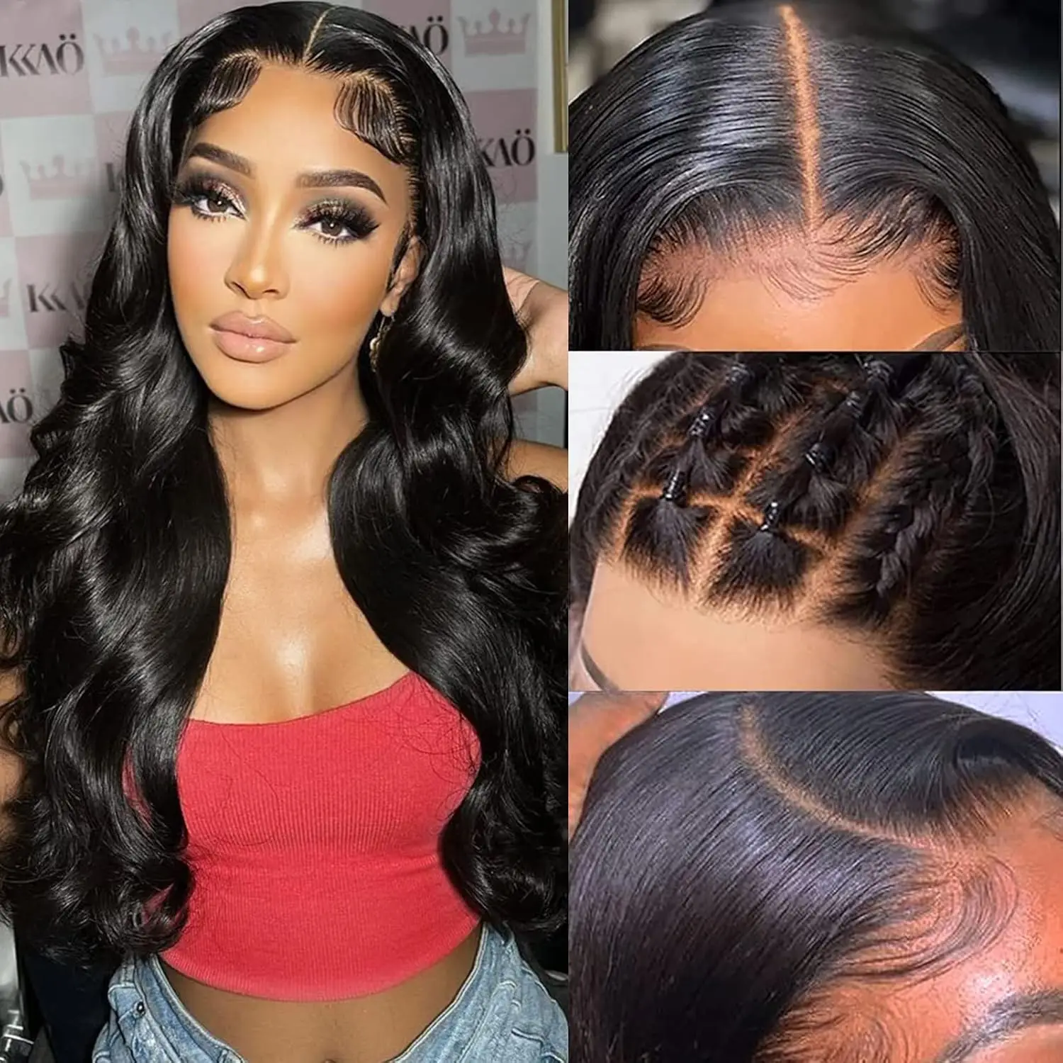

Body Wave Human Hair 5*5 HD Transparent Lace Front Wigs 200% Density Pre Plucked With Baby Hair Natural Hairline 28 Inch