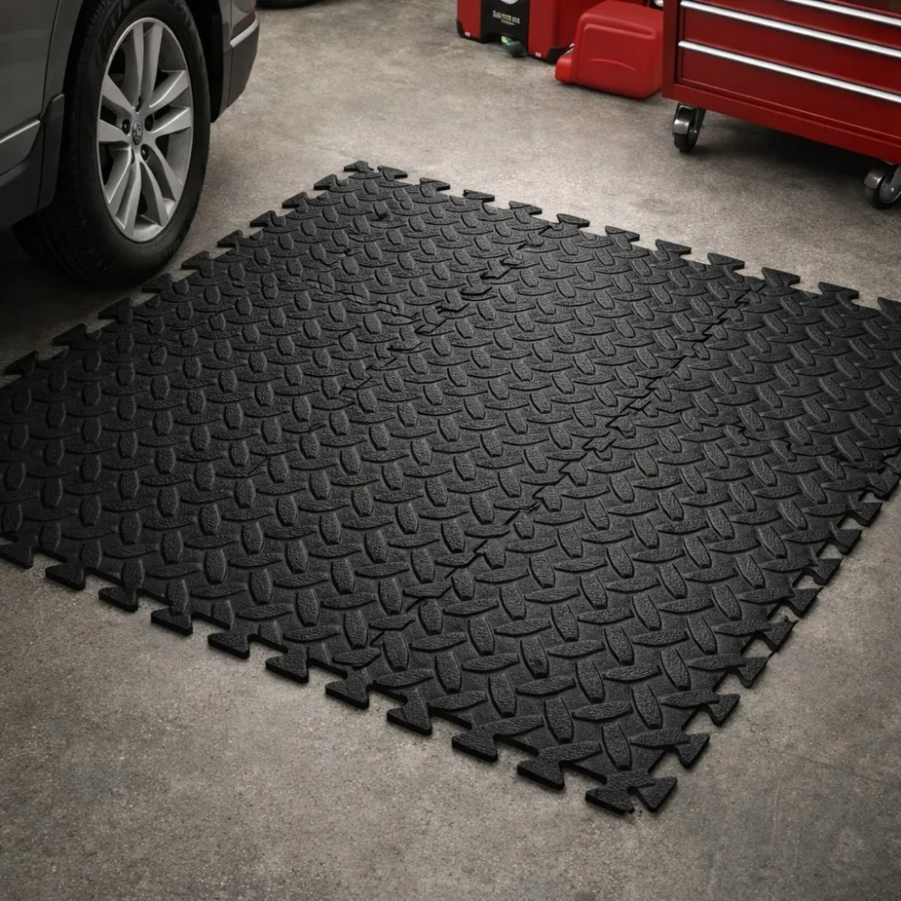 

2.5CM Thick Interlocking EVA Garage Floor Mats Anti-Slip Waterproof Foam Tiles Floor Protector for Workshop Gym Car Parking