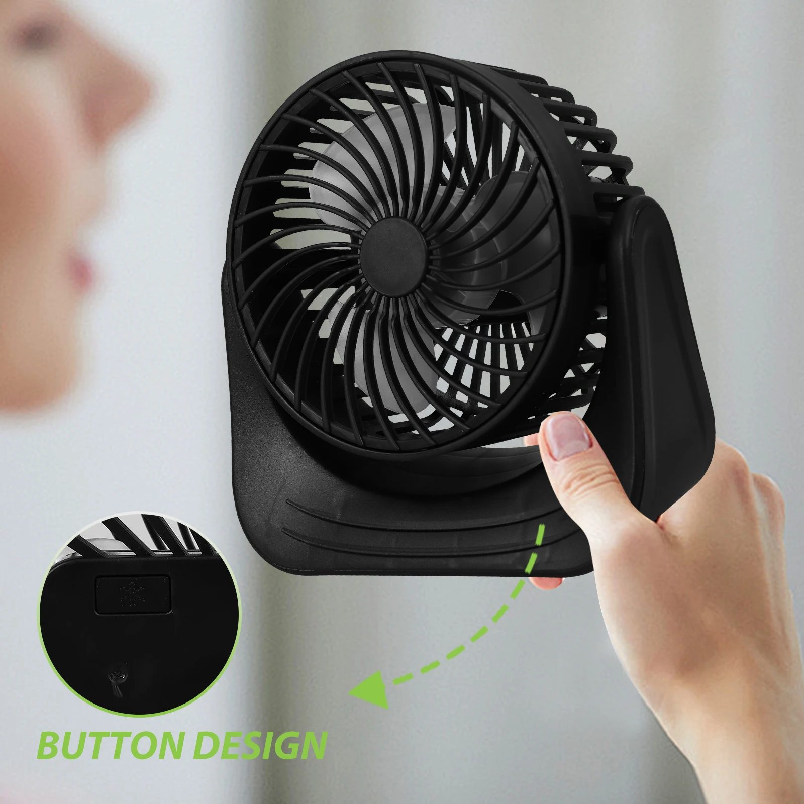 

Mini Electric Fan Black USB Charging Portable Desk Lightweight Compact Outdoor Supply Small Fan Travel Convenient Pocket Desk