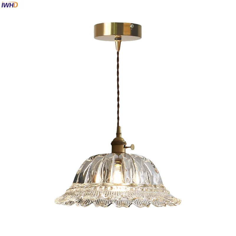 

IWHD Flower Clear Glass LED Pendant Lights For Bedroom Bathroom Loft Home Lighting Modern Nordic Hanging Lamp Lighting Hanglamp