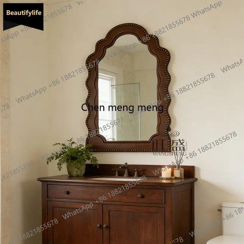 B456 French vintage special-shaped bathroom mirror bathroom wall mounted second-hand makeup mirror