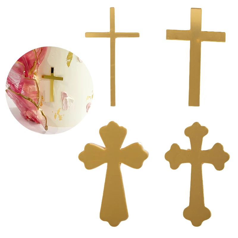 1PC New Arrivals Christian Cross Cake Topper Acrylic Cake Decoration God Bless Cake Topper Party for Baking Cake Party Supplies