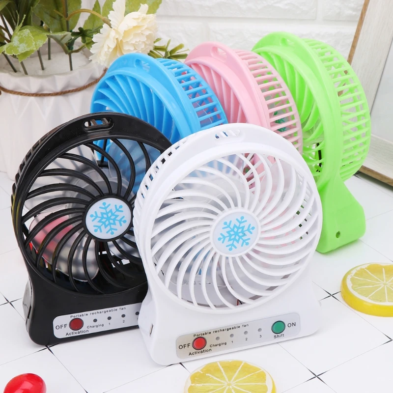 Ventilatore portatile da esterno a LED ventilatore ad aria Mini scrivania ventilatore USB con batteria al 18650 tramite caricatore USB Powerbank porta USB per PC