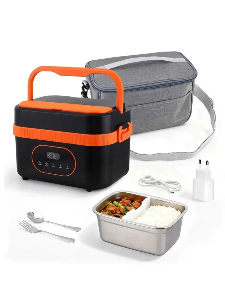1,5L Edelstahl Isolierte Lunchbox Tragbare Elektrische Heizbox mit Timer für Arbeit, Reisen, Auto, Büro Tragbarer Essenswärmer