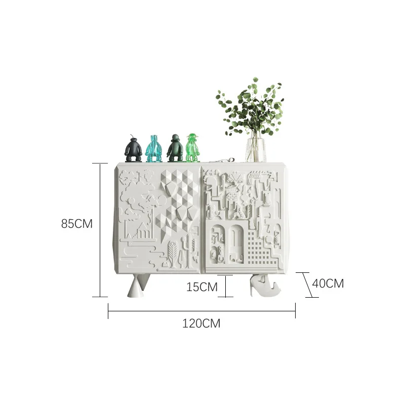 

White paint TV cabinet creative art living room audio-visual modern simple floor decorative locker