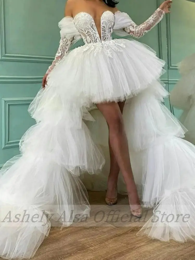 Vestidos de baile de luxo personalizados para ocasiões especiais com trem destacável 2025 renda tule manga comprida vestido de festa de casamento à noite