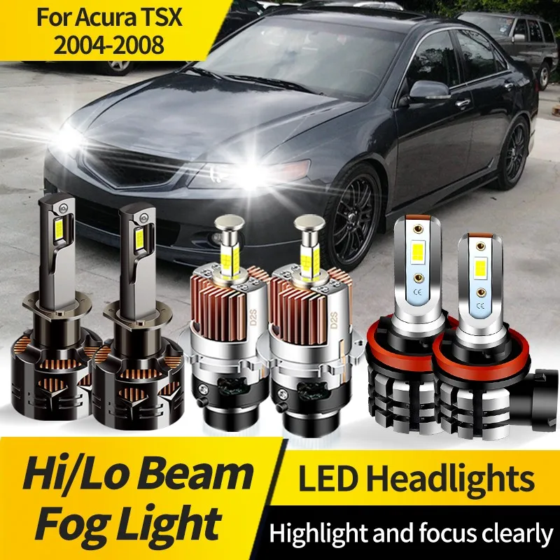 

2PCS For Acura TSX 2004-2008 D2S H1 LED Headlight Bulb D2R White LED Hi/Lo Beam H11 Fog Light HID Xenon/Halogen Replacement Lamp