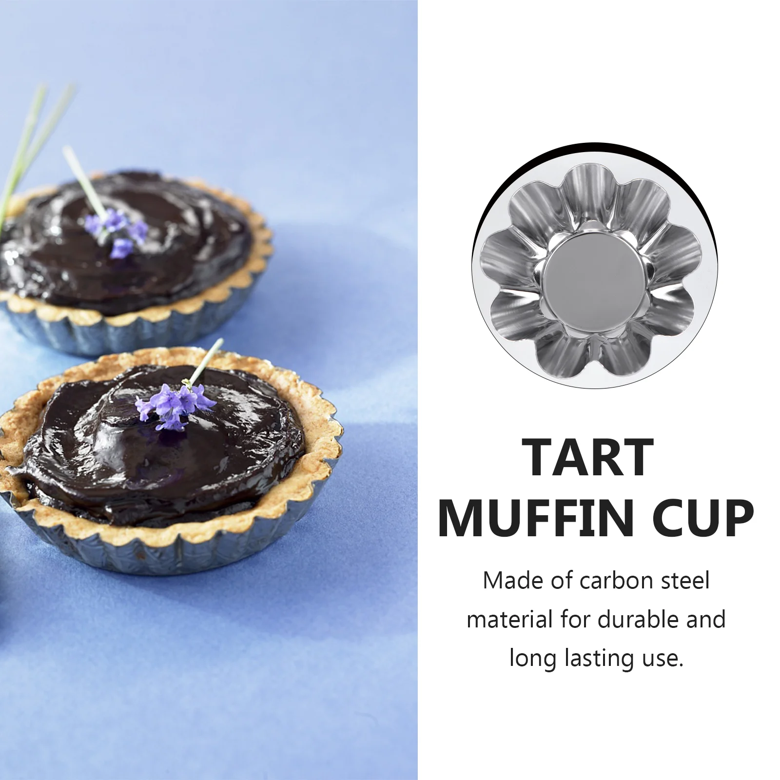 6 Pcs Tart Mold Cheesecake Muffin Cup Stainless Steel Pans Non-stick Fudge Flower