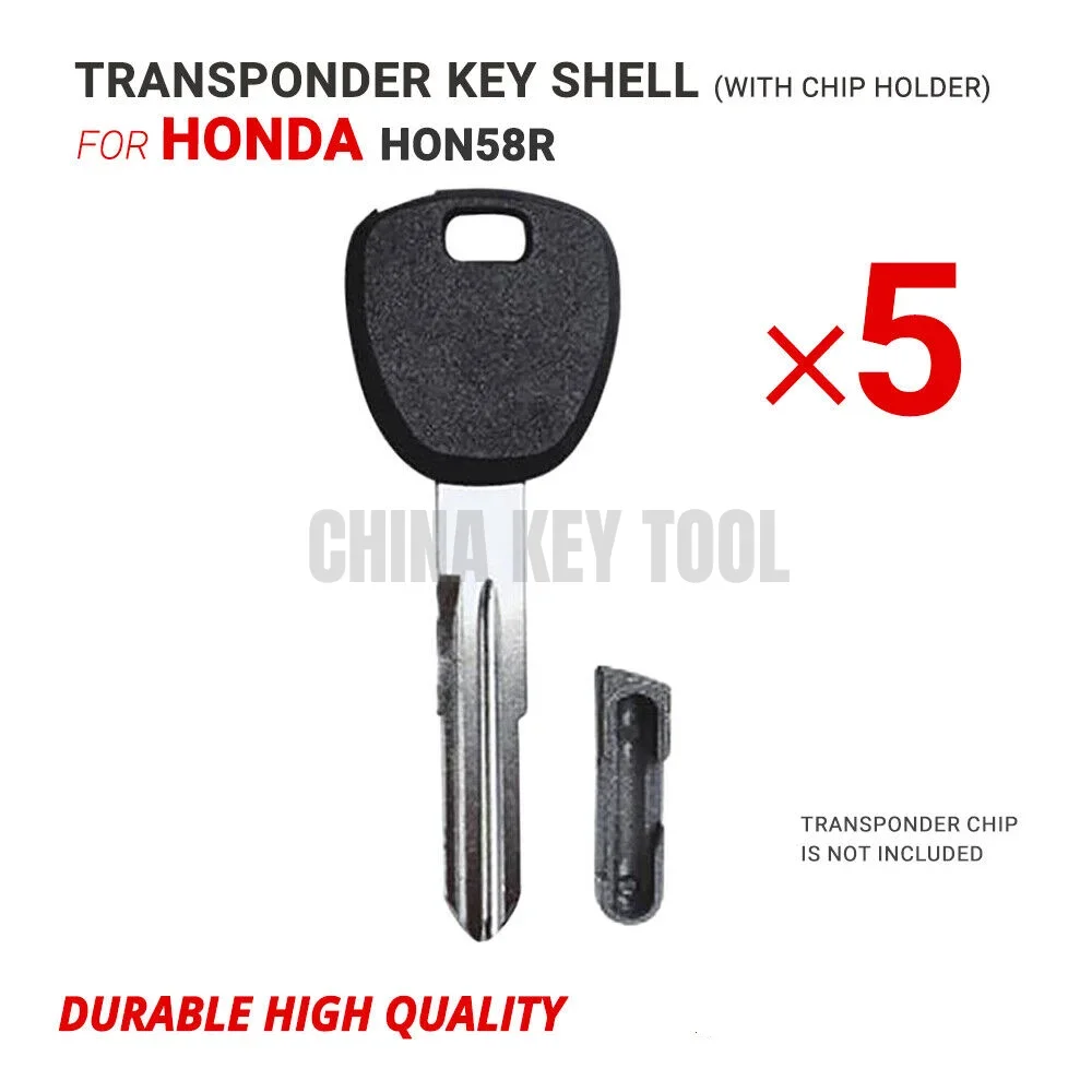 5x Transponder Key Shell Case With Blade HON58R for Honda With Chip Holder