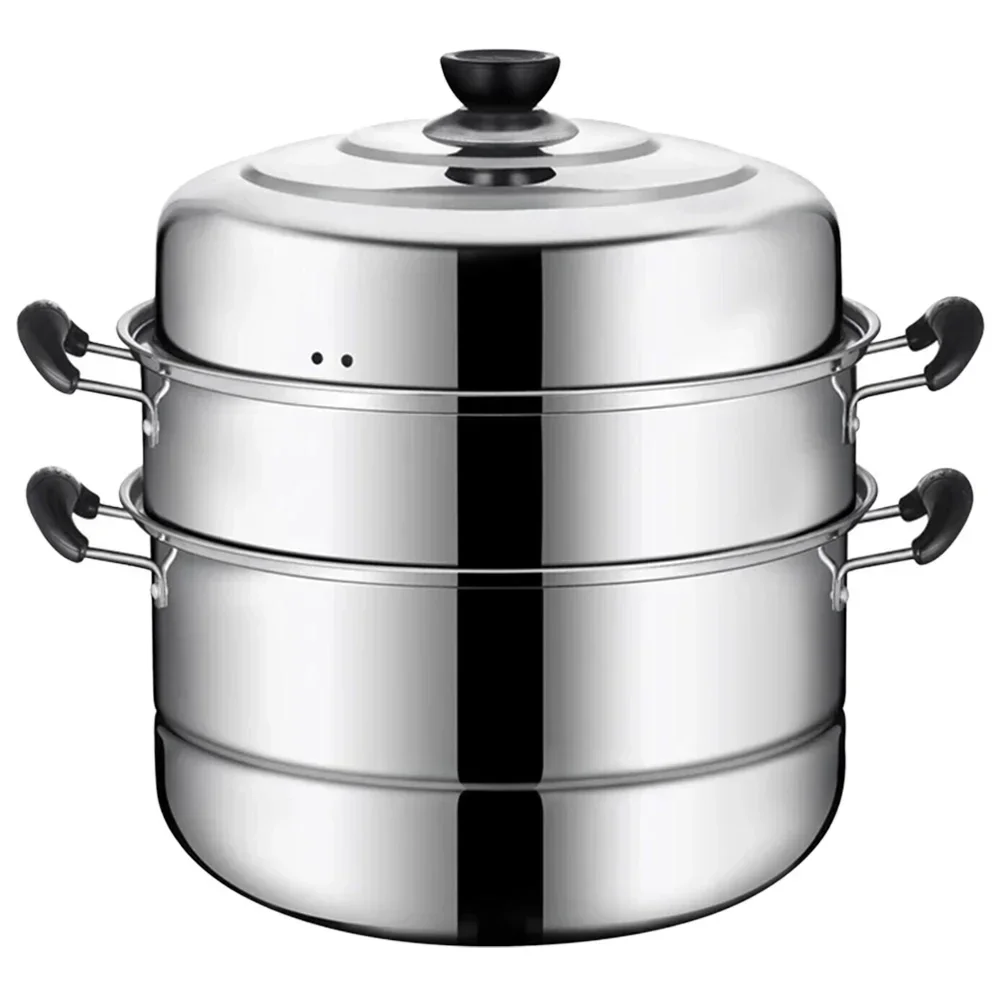 Stainless Steel Steamer Induction Pans Convenient Kitchen Cookware Useful Steaming Pot Stackable Double Layer Home